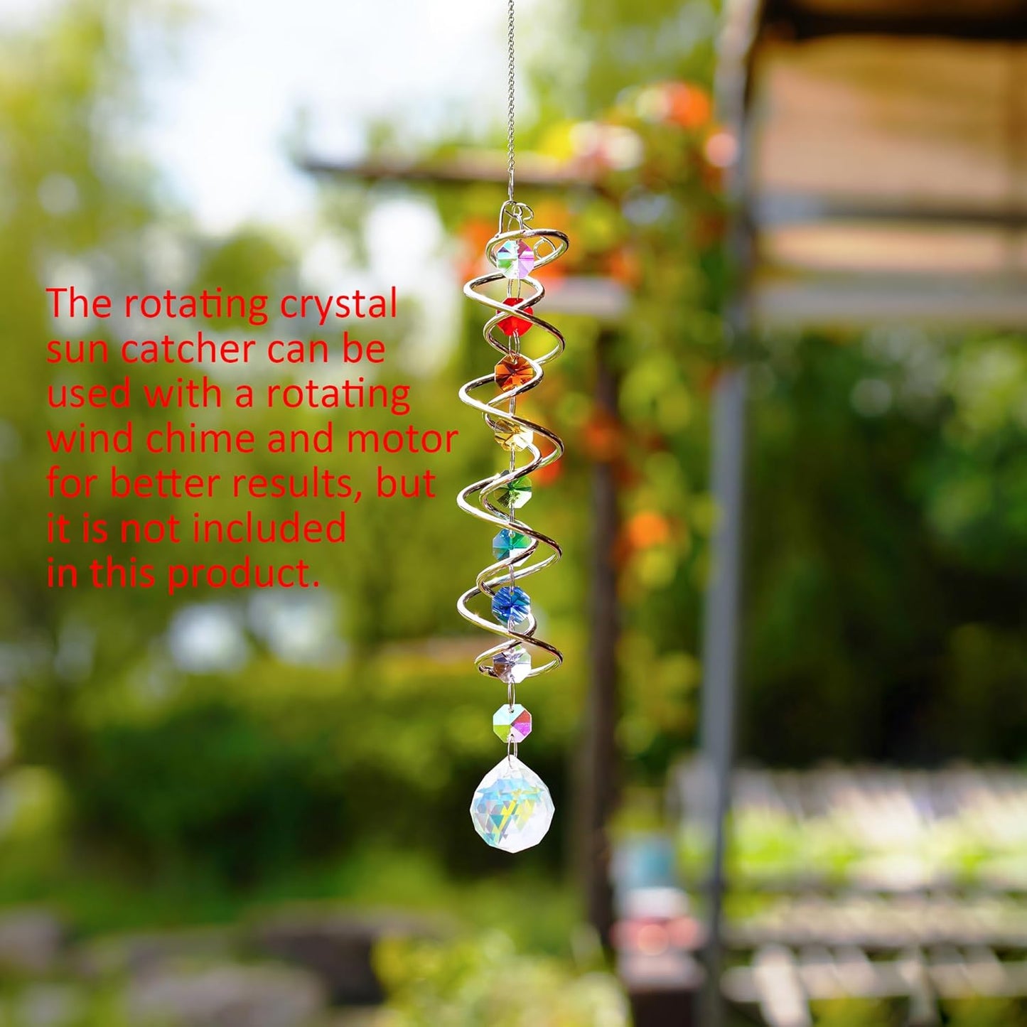 Sun Catchers for Windows,Crystal Sun Catcher with Seven Chakra Beads,Decorative Wind Spinner Tail Suncatcher 17.7in,Gazing Balls Spiral Tail for Indoor Christmas Decoration