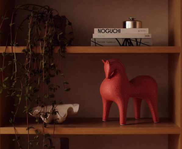 QFkris Works of Art of Terra Cotta, Abstract Red Terra Cotta Horse Statue, Minimalist Ceramic Animal Sculpture, Modern Home Decor Tabletop Art Ornament