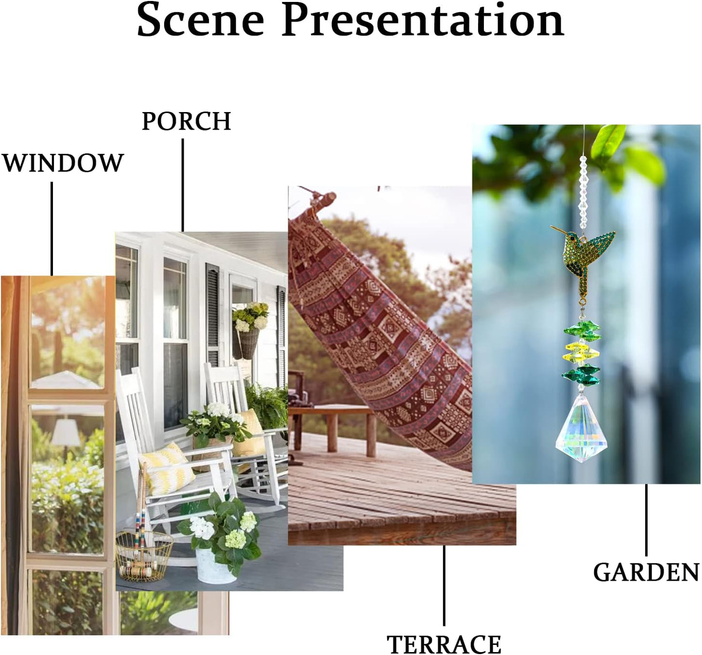 H&D HYALINE & DORA Rhinestone Hummingbird Crystal Sun Catcher, Glass Window Hanging Ornament with Crystal Prism for Indoor Outdoor Home Garden Party Decor