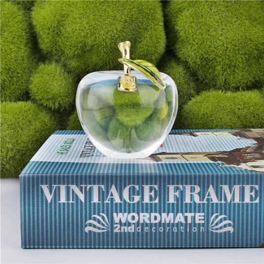 H&D HYALINE & DORA Unique Crystal Apple Figurine Paperweight,Art Glass Apple Collectible Figurines Best for Lucky Christmas Eve Gifts/Great Wedding Decor Gifts