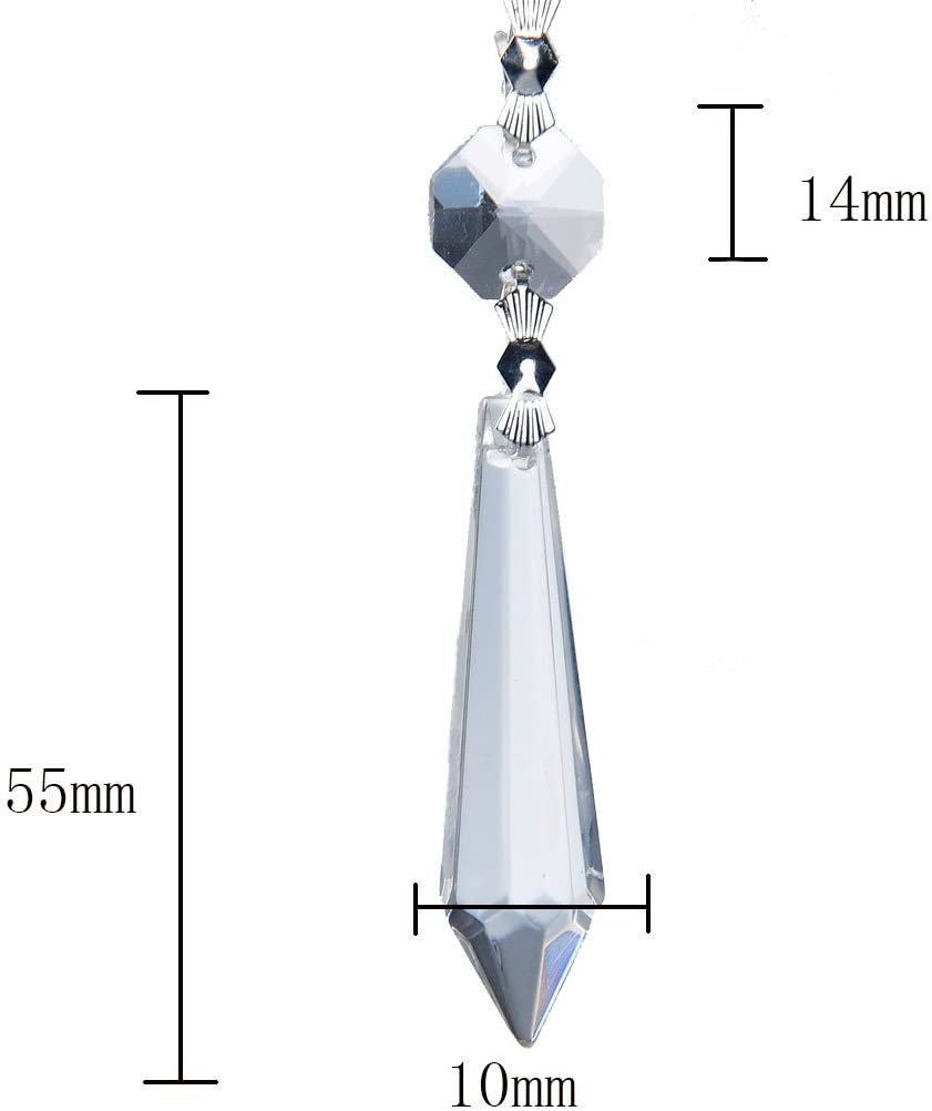 H&D HYALINE & DORA 20PCS 55mm Clear Chandelier Icicle Crystal Prisms Lamp Decoration