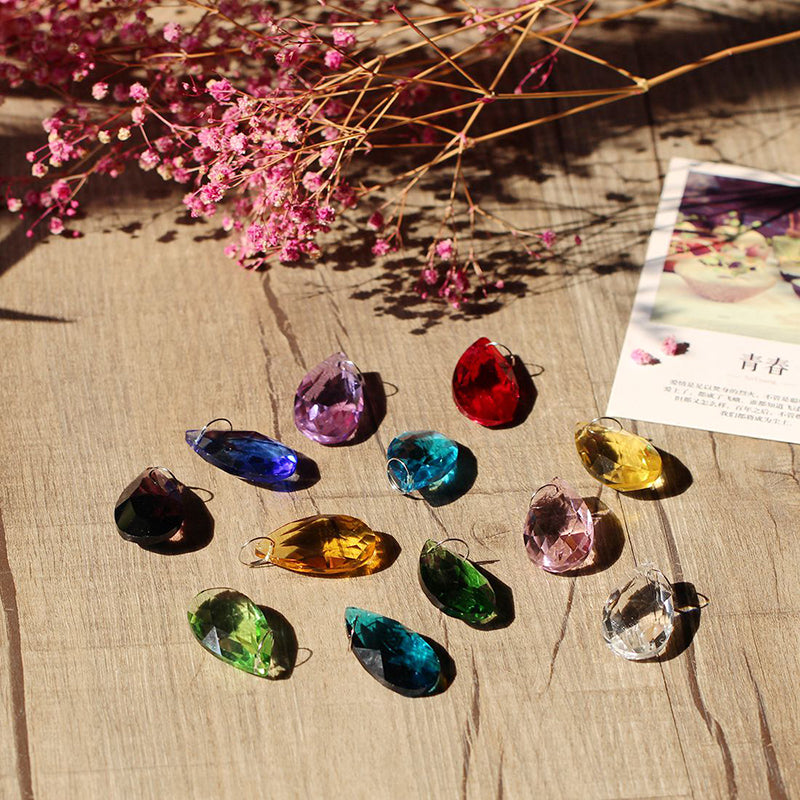 H&D HYALINE & DORA 38mm Multi-Color Feng Shui Faceted Decorating Crystal Grid Prism,Pack of 12
