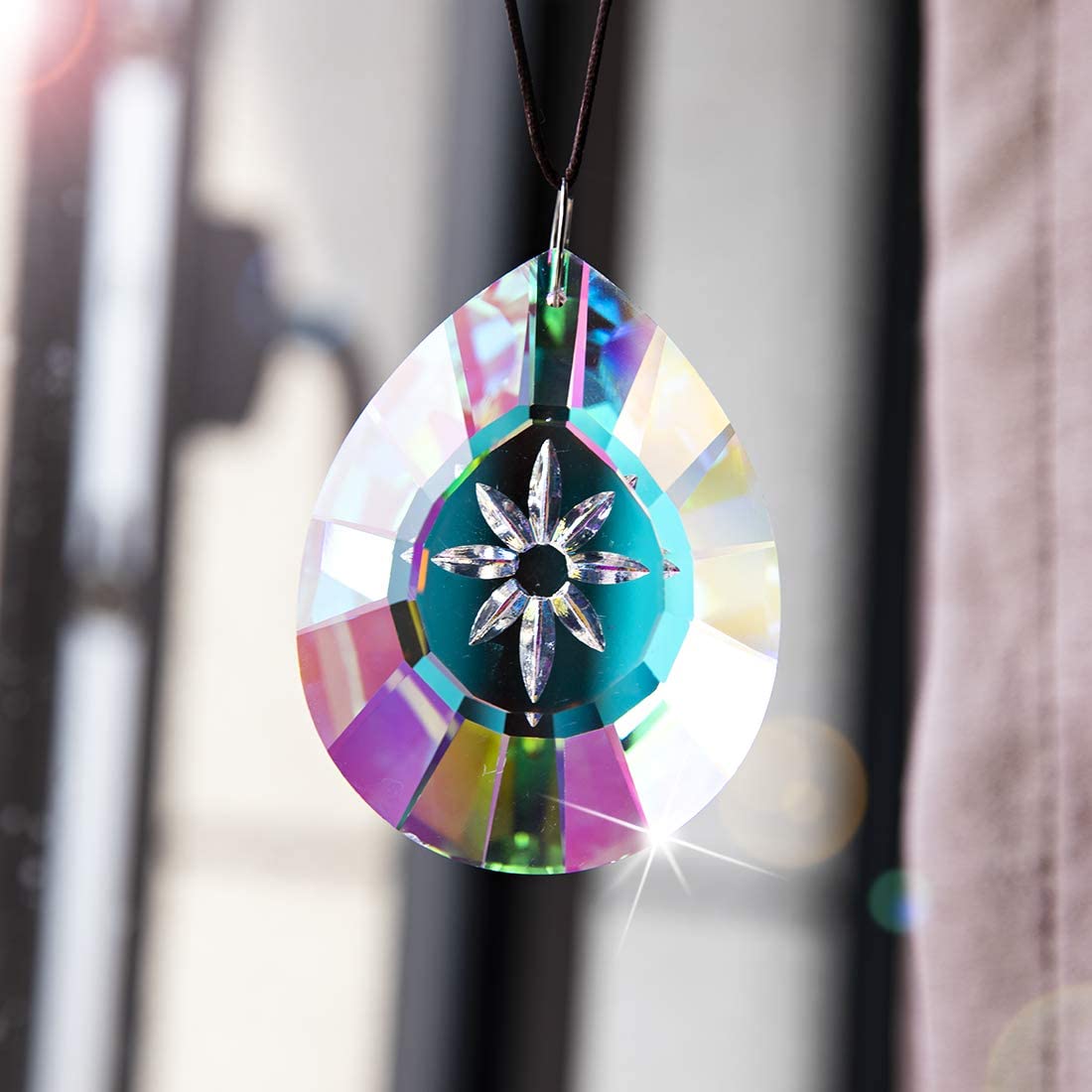 H&D HYALINE & DORA 3in Crystal Rainbow Sun Catcher Window Glass Drop Pendant