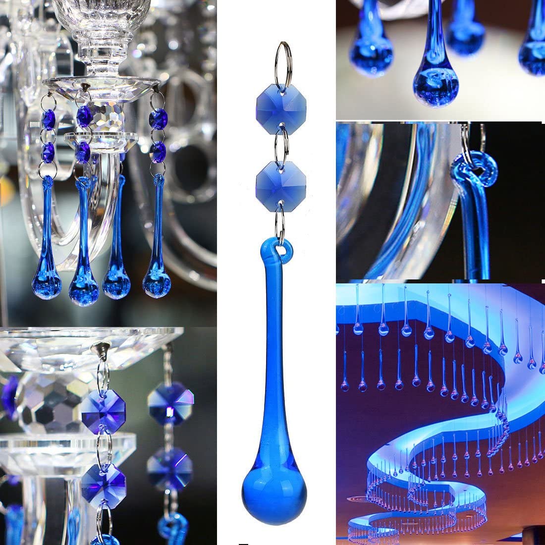 H&D HYALINE & DORA 10pcs Crystal Raindrop with Octagon Beads DIY Suncatcher Parts Prisms Chandelier