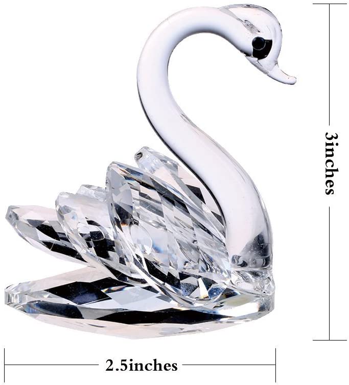H&D HYALLINE & DORA Crystal Swan Figurine Collection Paperweight Table Centerpiece Ornament