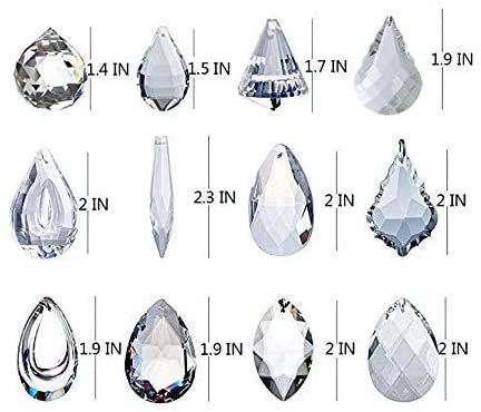 H&D HYALINE & DORA Pack of 12 Clear Crystal Chandelier Lamp Lighting Drops Pendants Balls Prisms Hanging Glass Prisms Parts Suncatcher Home/House Decor