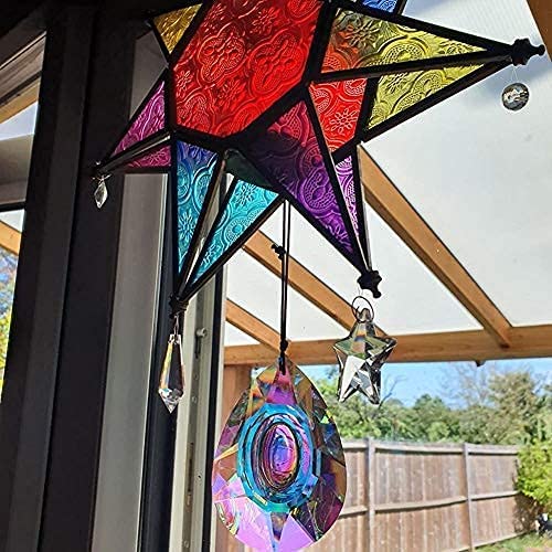 H&D HYALINE & DORA 89mm/3.5in Hanging Chandelier Crystals Prisms for Window Suncatchers Rainbow Maker Pendants Holiday Decorations Christmas Tree Decor