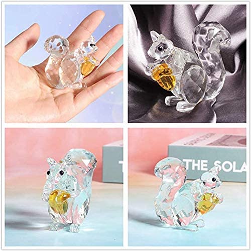 H&D HYALINE & DORA Crystal Animals Squirrel Collectible Figurine Paperweight Table Centerpiece Ornament