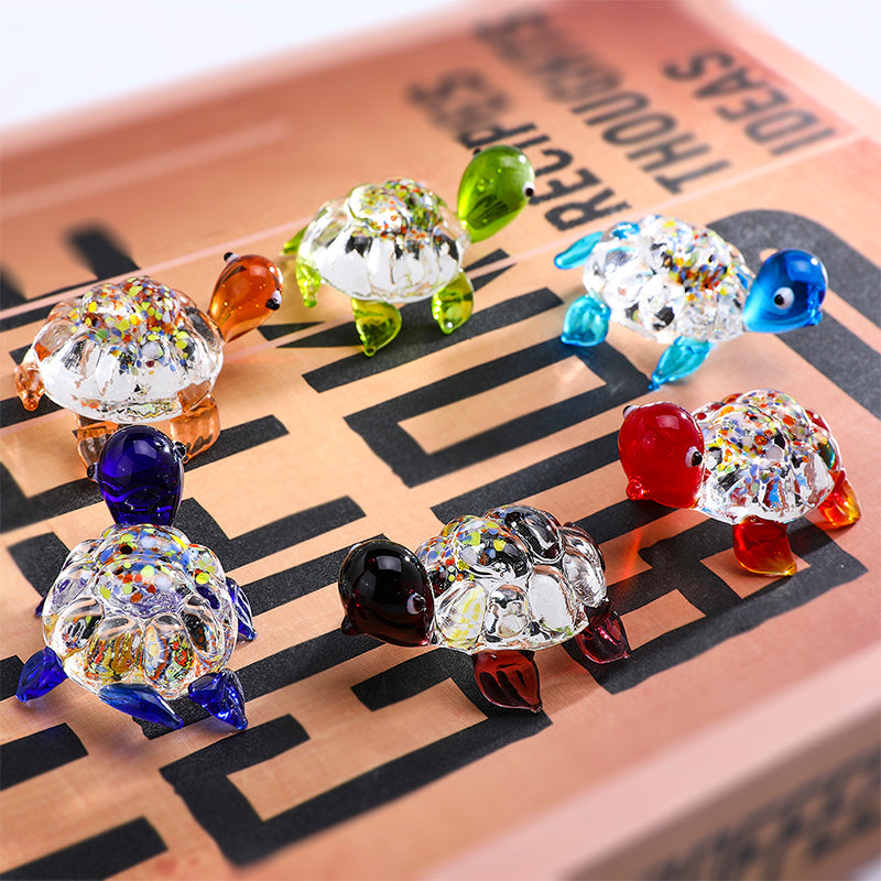 H&D HYALINE & DORA Crystal suncatcher Handmade Tiny Turtle Hand Blown Glass Ornaments Gifts Decor Collectible Figurine Gardens(Turtle)