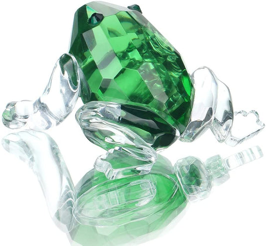 H&D HYALINE & DORA Small Crystal Frog Figurine Collection Paperweight Table Centerpiece Ornament