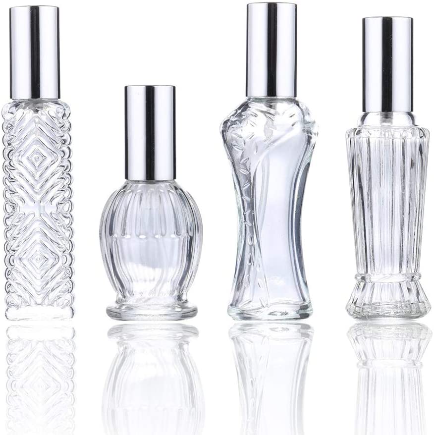 H&D HYALINE & DORA Vintage Refillable Perfume Bottles Glass Empty Spray Bottle Wedding Gifts Car Decor Set of 4