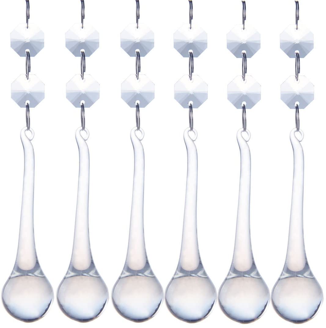 H&D HYALINE & DORA 10pcs 5.3in Crystal Raindrop w/ Octagon Beads Chandelier Pendants Suncatcher