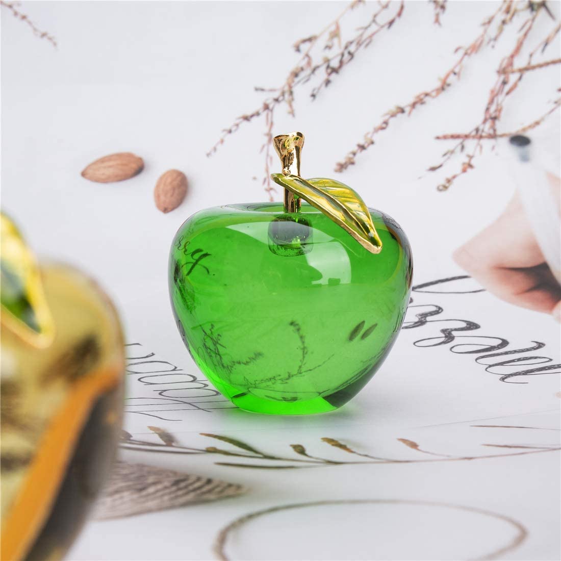 H&D HYALINE & DORA Glaze Crystal Apple Paperweight Craft Decoration (green)