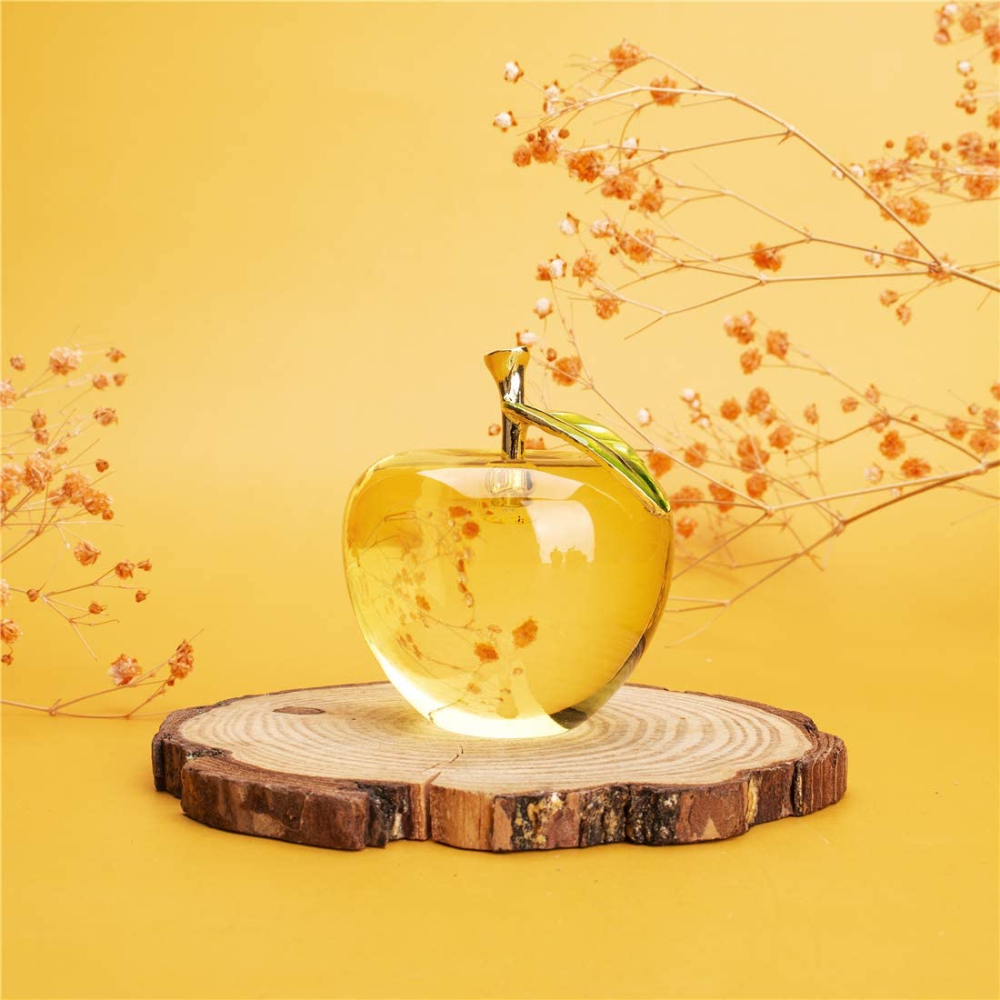 H&D HYALINE & DORA Glaze Crystal Apple Paperweight Craft Decoration (yellow)