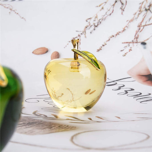 H&D HYALINE & DORA Glaze Crystal Apple Paperweight Craft Decoration (yellow)