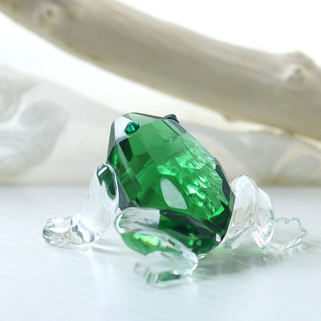 H&D HYALINE & DORA Small Crystal Frog Figurine Collection Paperweight Table Centerpiece Ornament
