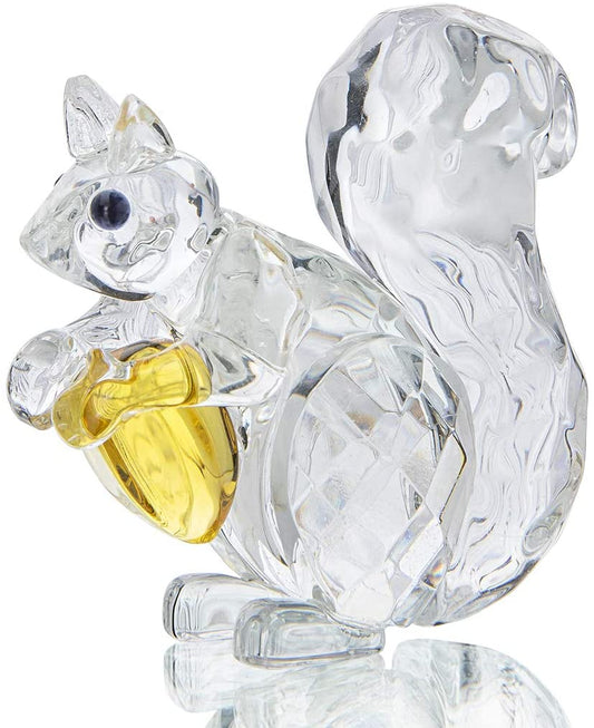 H&D HYALINE & DORA Crystal Animals Squirrel Collectible Figurine Paperweight Table Centerpiece Ornament