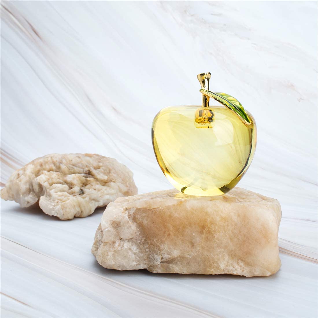 H&D HYALINE & DORA Glaze Crystal Apple Paperweight Craft Decoration (yellow)