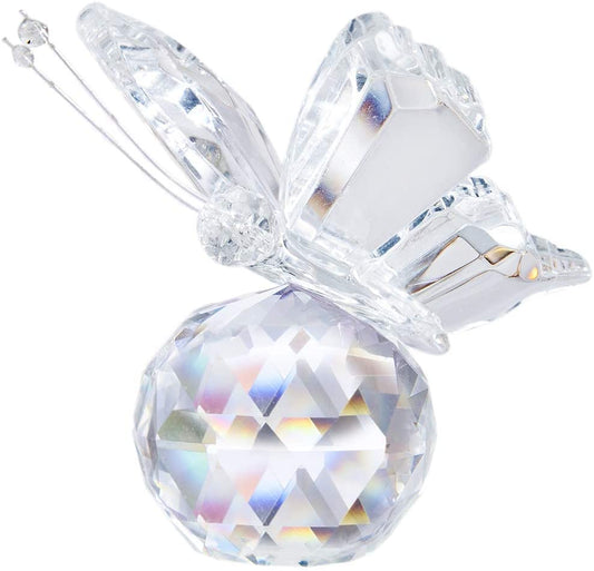 H&D HYALINE & DORA Crystal Flying Butterfly with Crystal Ball Base Animal Collectible Figurine