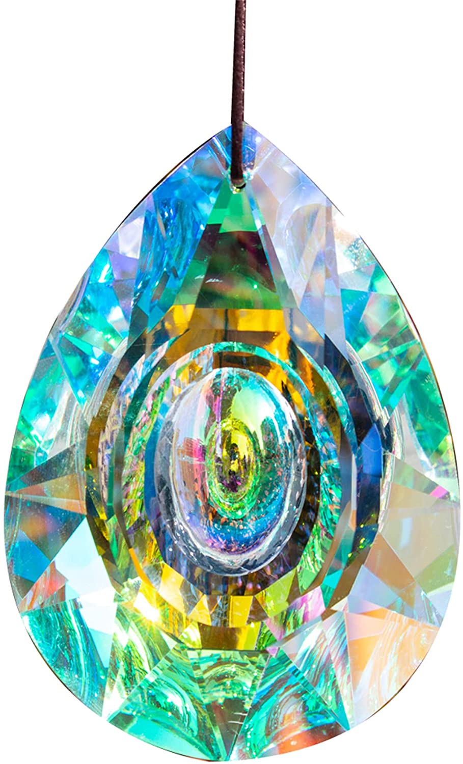 H&D HYALINE & DORA 89mm/3.5in Hanging Chandelier Crystals Prisms for Window Suncatchers Rainbow Maker Pendants Holiday Decorations Christmas Tree Decor