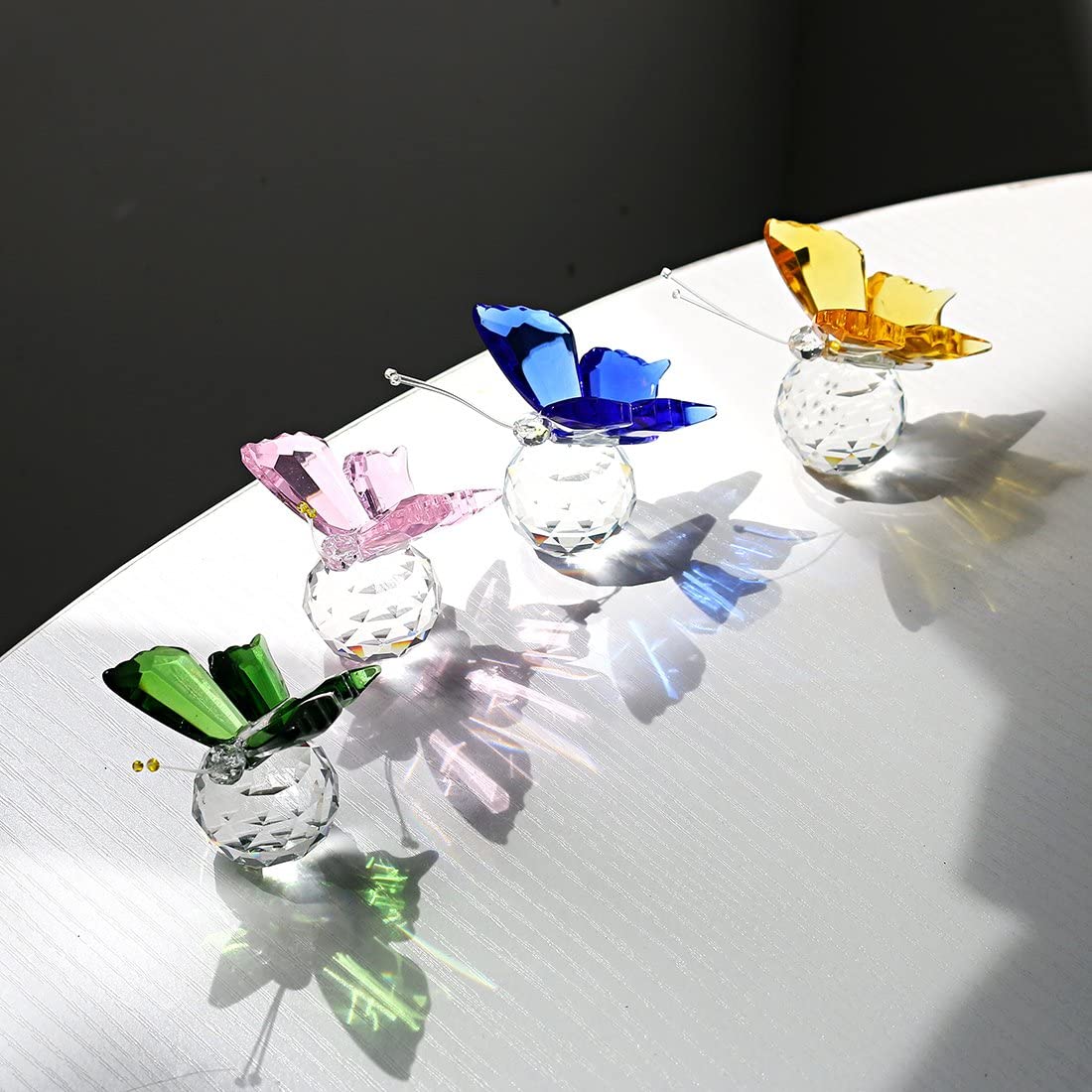 H&D HYALINE & DORA 4pcs Crystal Flying Butterfly with Crystal Ball Base Figurine Collection