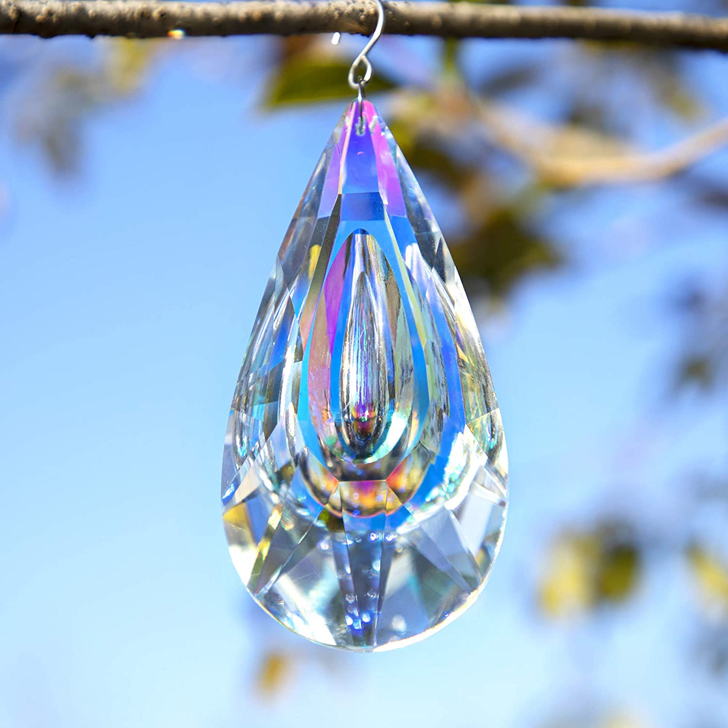 CPDD Crystal Suncatcher Prism - Dragonfly Suncatchers for Windows Hanging  Rainbow Maker for Windows, Décoration d'arbre de Noël, Cadeaux (Bleu)