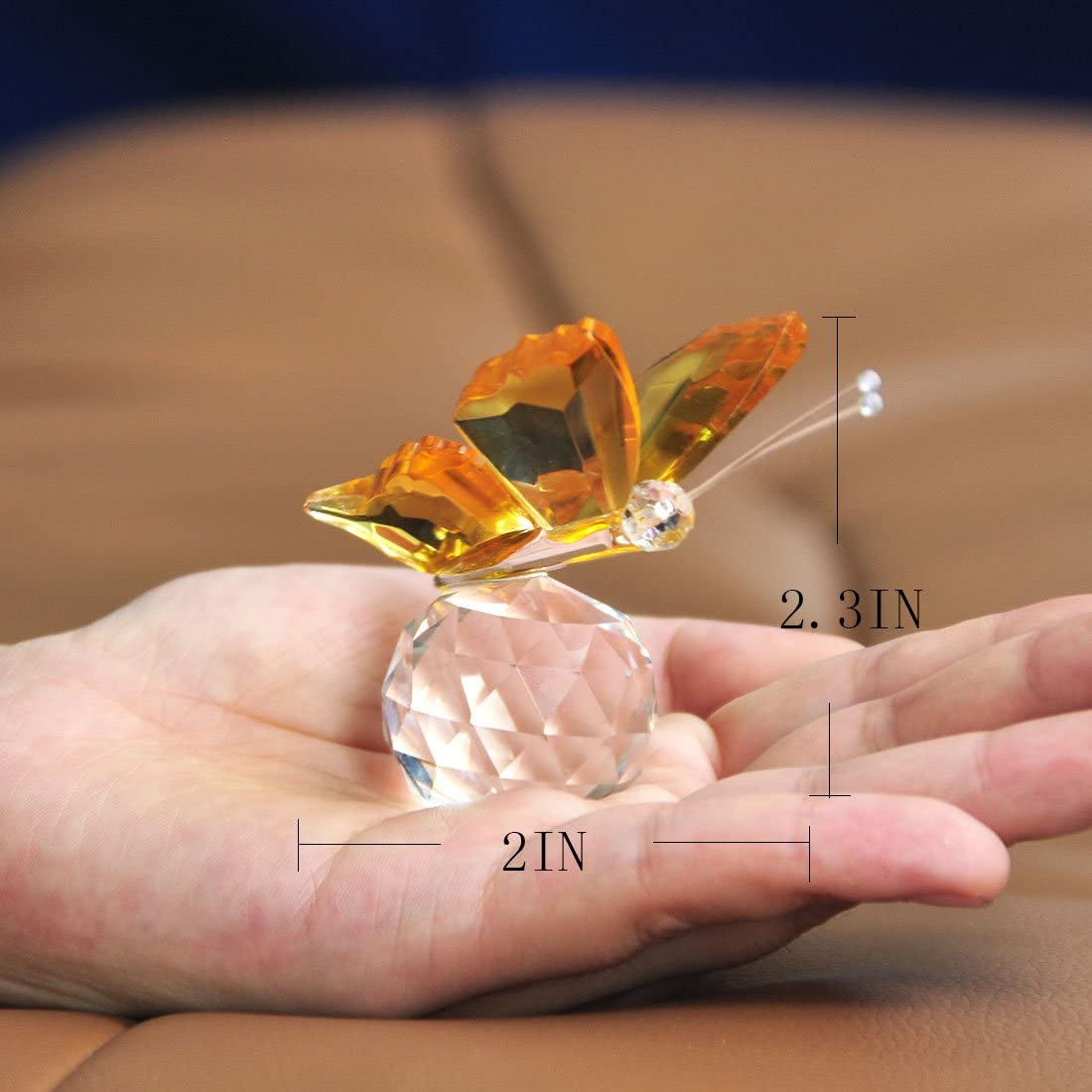 H&D HYALINE & DORA 4pcs Crystal Flying Butterfly with Crystal Ball Base Figurine Collection