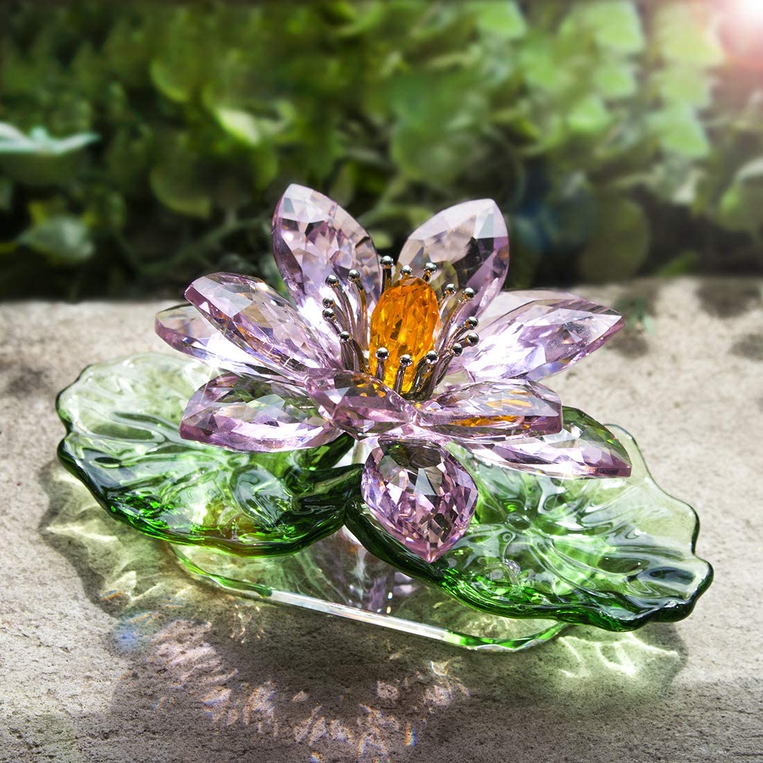 H&D HYALINE & DORA Pink Sparkle Crystal Reflection Crystal Lotus Flower