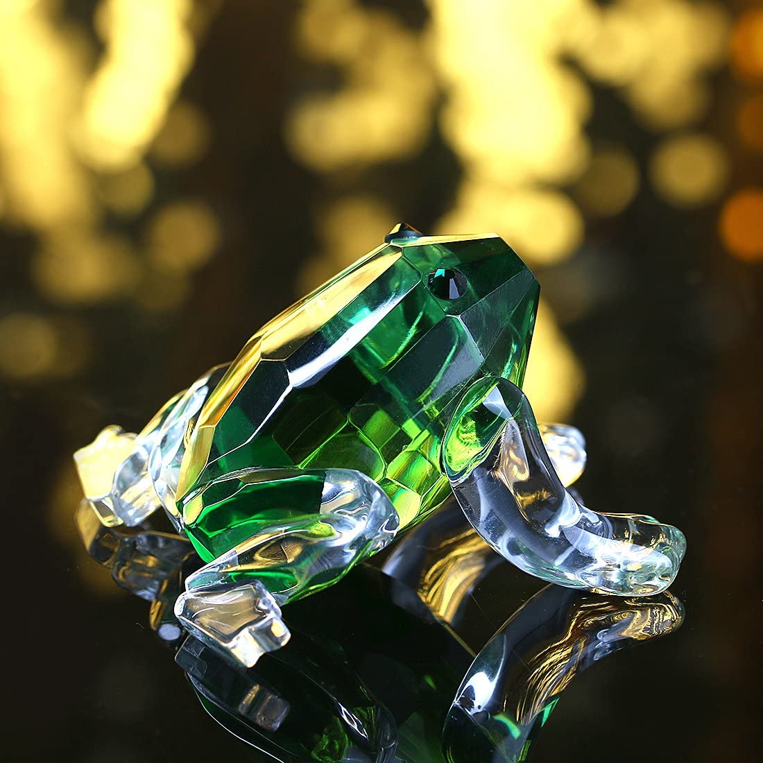 H&D HYALINE & DORA Small Crystal Frog Figurine Collection Paperweight Table Centerpiece Ornament