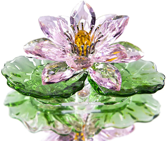 H&D HYALINE & DORA Pink Sparkle Crystal Reflection Crystal Lotus Flower