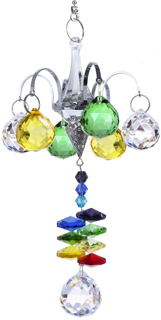 H&D HYALINE & DORA Crystal Suncatcher Tree of Life Window Ornament with  20mm Crystal Ball Prism