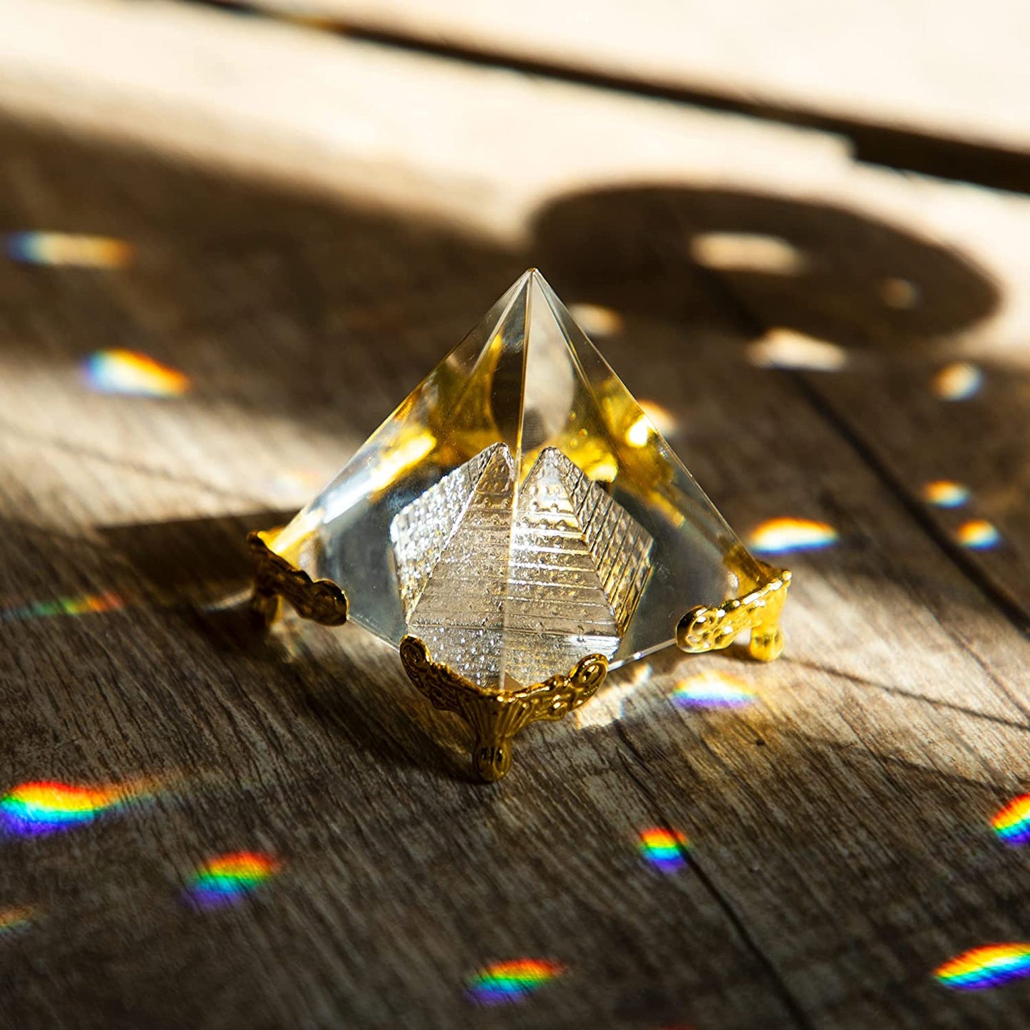 H&D HYALINE & DORA Pyramid Prism 2.4"- Meditation Crystals Home Art Decor