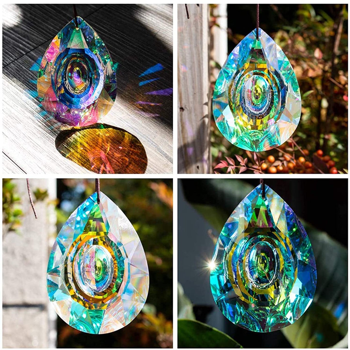H&D HYALINE & DORA 89mm/3.5in Hanging Chandelier Crystals Prisms for Window Suncatchers Rainbow Maker Pendants Holiday Decorations Christmas Tree Decor