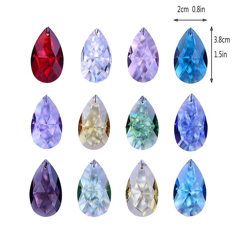 H&D HYALINE & DORA 38mm Multi-Color Feng Shui Faceted Decorating Crystal Grid Prism,Pack of 12
