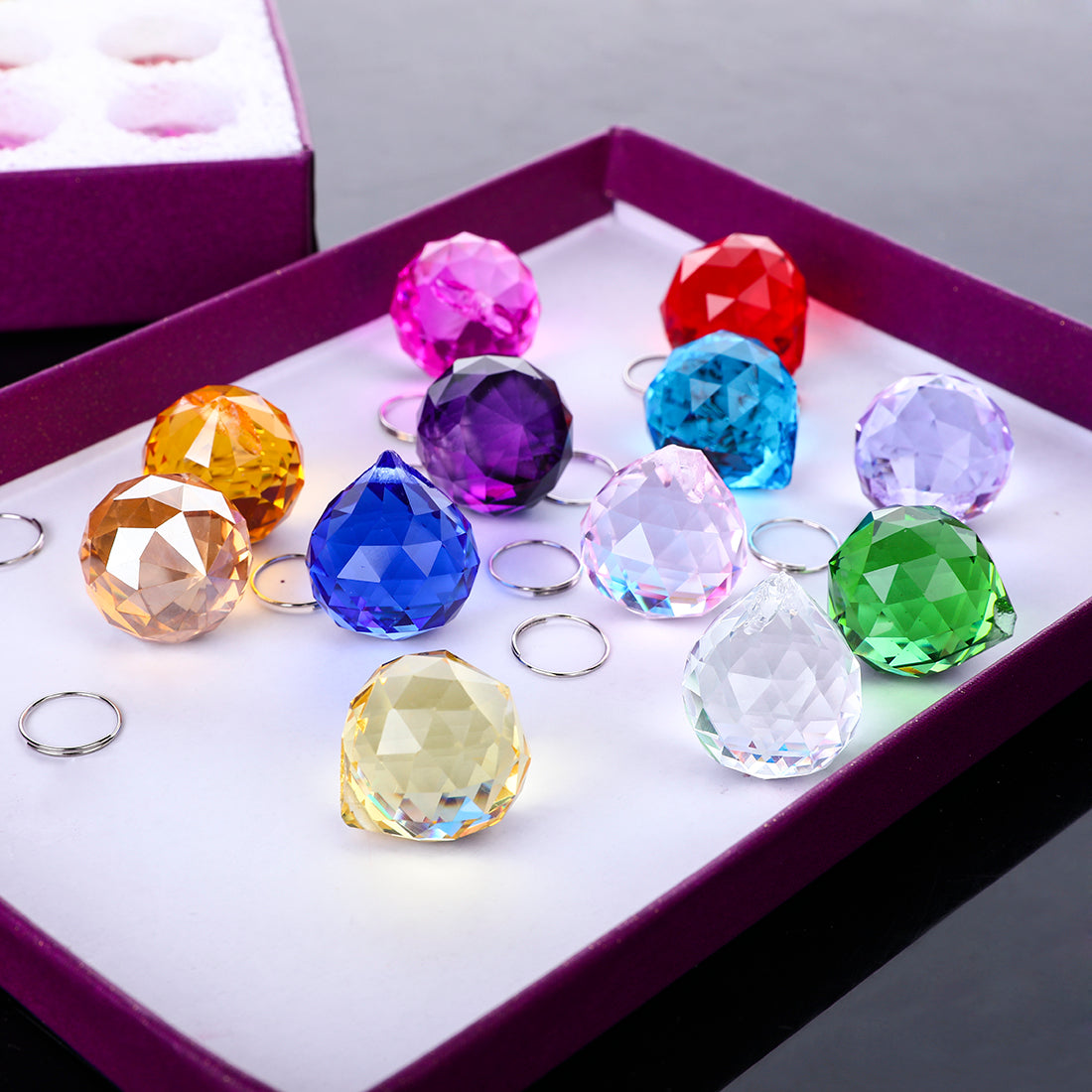 H&D HYALINE & DORA 20mm Multi-Color Crystal Ball Prism Feng Shui Faceted Decorating,Pack of 12