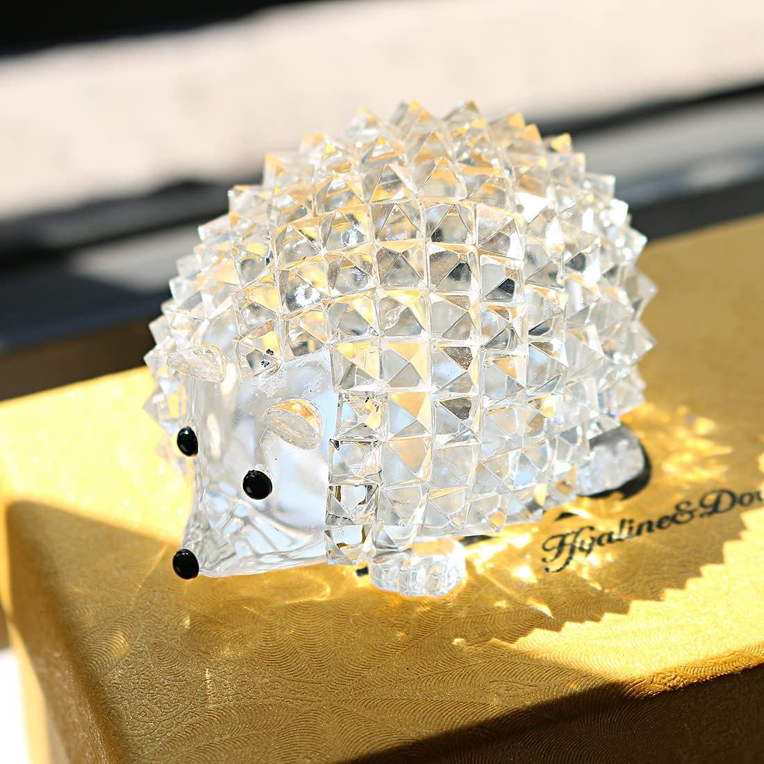 H&D HYALINE &DORA Cut Clear Crystal Hedgehog Animal Figurine Collection Glass Ornament