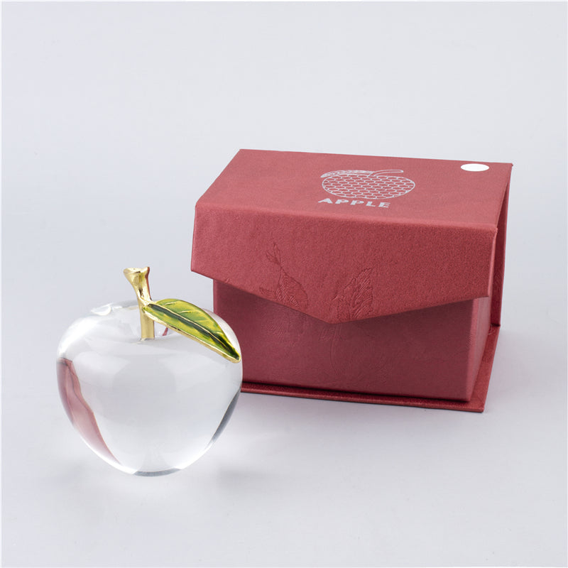 H&D HYALINE & DORA Unique Crystal Apple Figurine Paperweight,Art Glass Apple Collectible Figurines Best for Lucky Christmas Eve Gifts/Great Wedding Decor Gifts