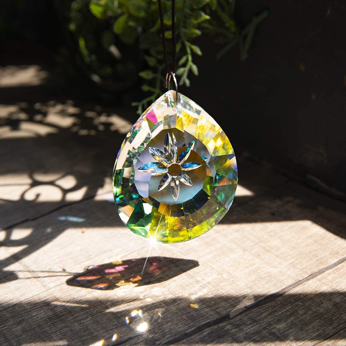 H&D HYALINE & DORA 3in Crystal Rainbow Sun Catcher Window Glass Drop Pendant