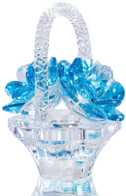 H&D HYALINE & DORA Crystal Flower Basket Figurine Collectibles Home Decor Tabletop Gift