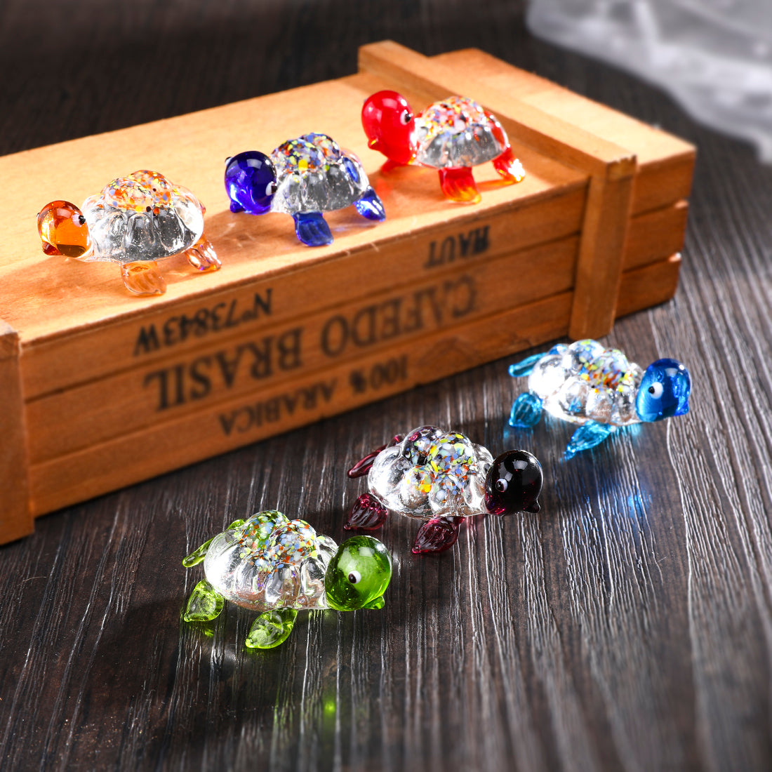 H&D HYALINE & DORA Crystal suncatcher Handmade Tiny Turtle Hand Blown Glass Ornaments Gifts Decor Collectible Figurine Gardens(Turtle)