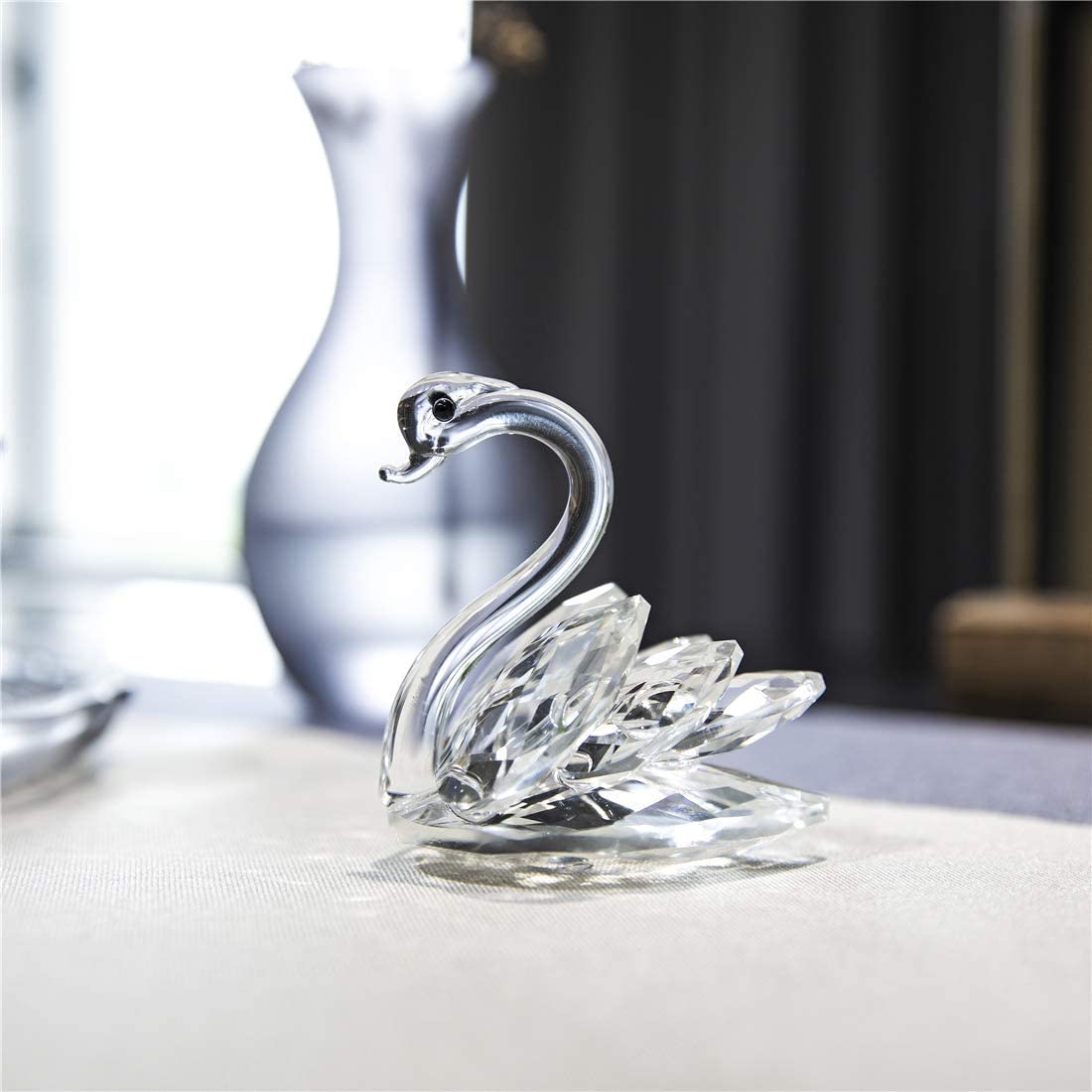 H&D HYALLINE & DORA Crystal Swan Figurine Collection Paperweight Table Centerpiece Ornament