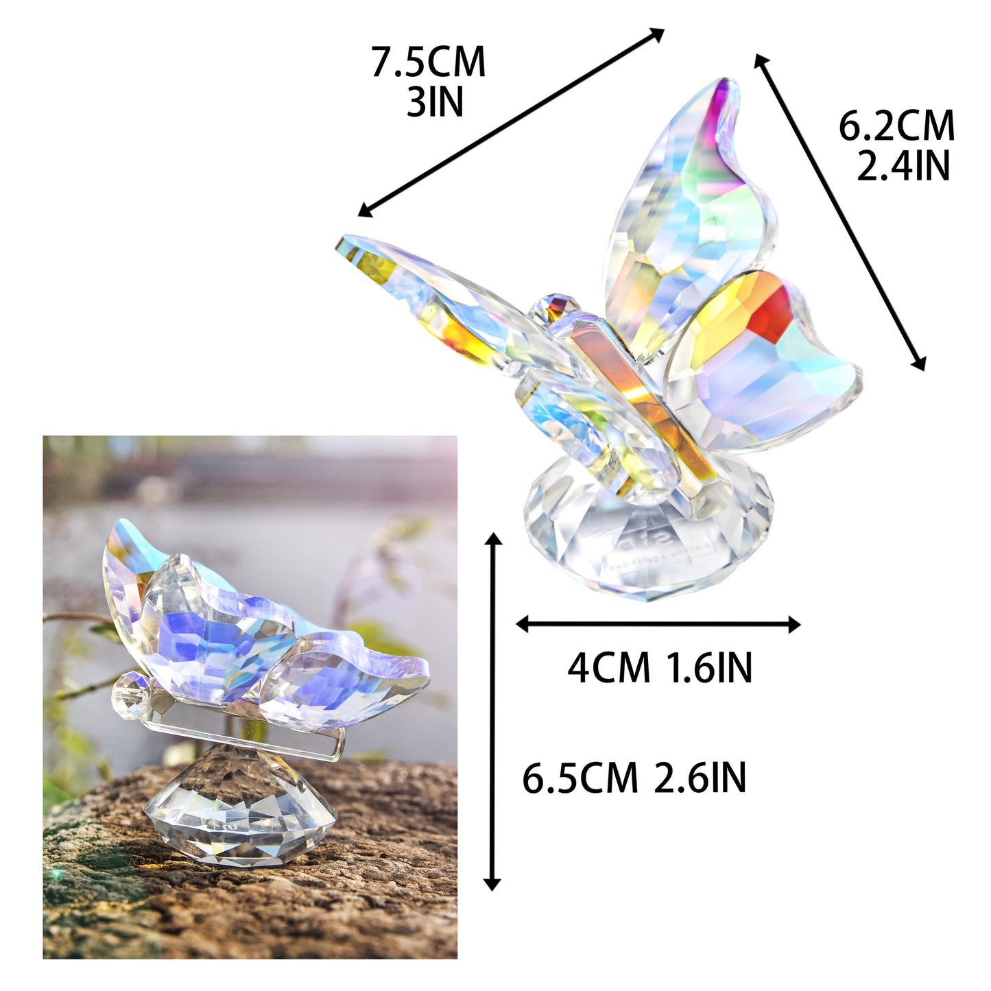 H&D HYALINE & DORA Colorful Crystal Butterfly Collection Figurines Glass Animals Table Decor Paperweight
