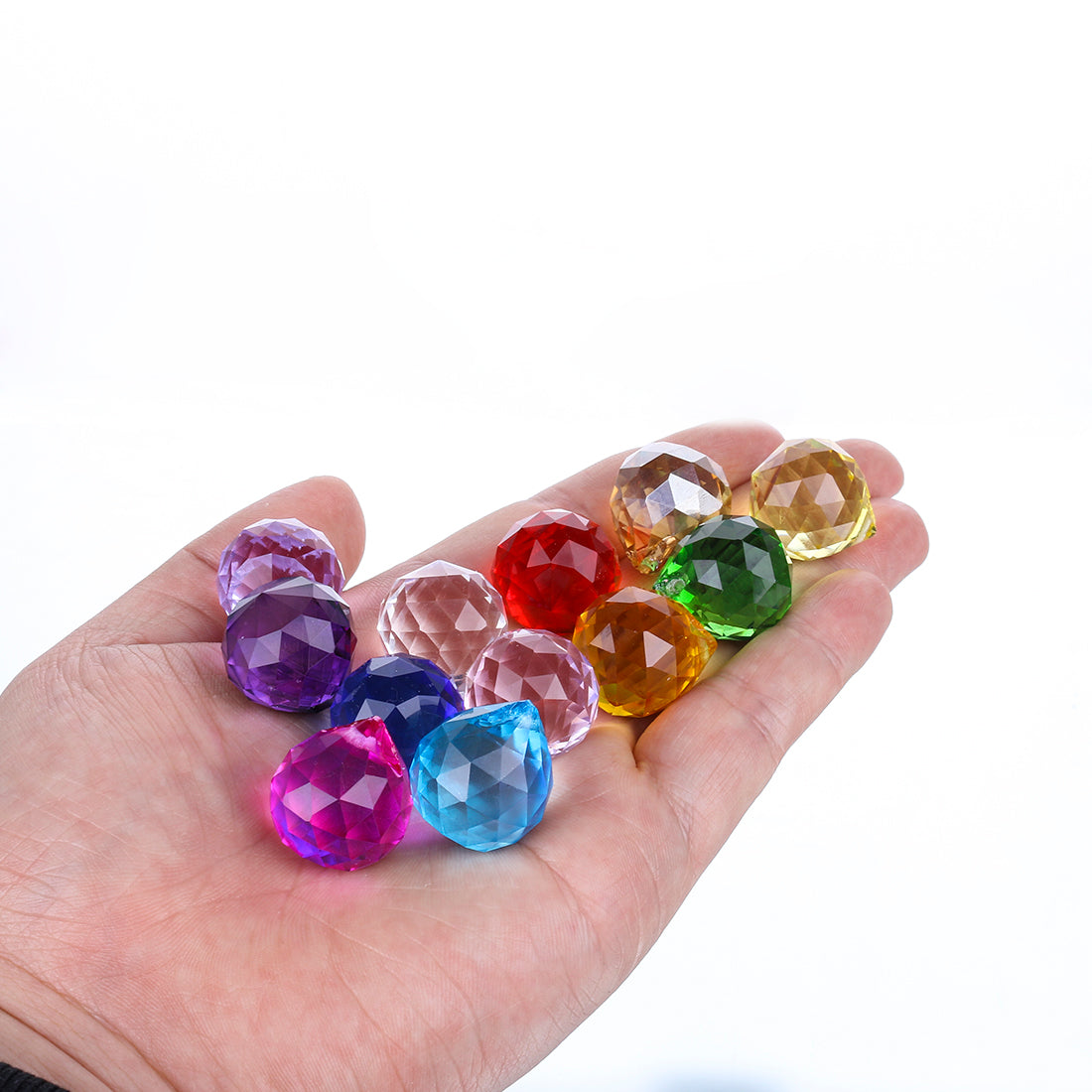 H&D HYALINE & DORA 20mm Multi-Color Crystal Ball Prism Feng Shui Faceted Decorating,Pack of 12