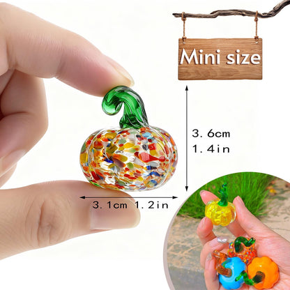 H&D HYALINE & DORA 4pcs Blown Glass Pumpkin Figurines Table Accent for Fall & Harvest, Mini Crystal Halloween Pumpkin Fall Decorations for Home Thanksgiving