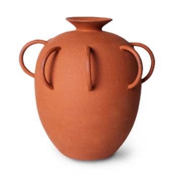 KANPURA Works of art of terra cotta, Multi Handle Raw Terra Cotta Crockery Pot, Handmade Rough Textured Clay Flower Jar, Wabi-Sabi Rustic Terra Cotta Floor Table Decor Vase