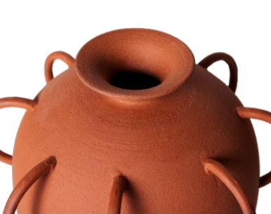 KANPURA Works of art of terra cotta, Multi Handle Raw Terra Cotta Crockery Pot, Handmade Rough Textured Clay Flower Jar, Wabi-Sabi Rustic Terra Cotta Floor Table Decor Vase