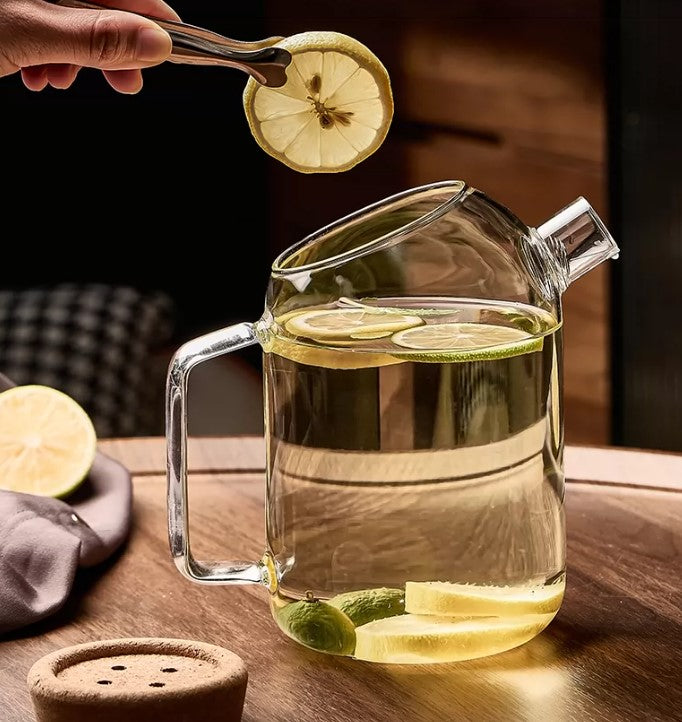 KANPURA Glass Pitchers, Large Capacity Water Carafe with Handle & Cork Lid, Beverage Pitcher for Juice, Iced Tea and Cold Water