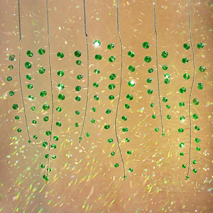 H&D HYALINE & DORA 6 Pcs Crystal Beaded Suncatchers Artificial Green Plants Hanging Wind Chime with Chain for Window Indoor Outdoor Potted Plants Decorations Plant Lover Gift