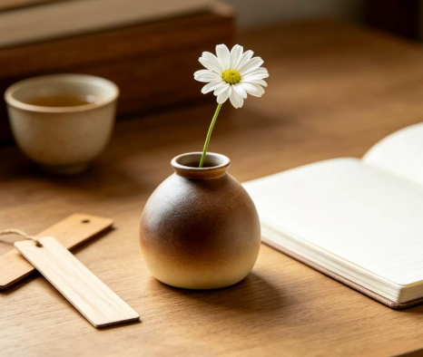 KANPURA Earthenware Works of art, Hand-Thrown Gradient Glaze Mini Clay Vase, Compact Rough Textured Small Earthen Pot for Single Stem Floral Arrangement