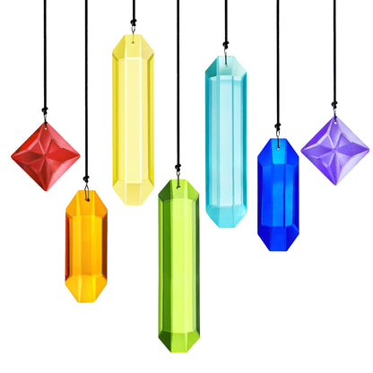 HDCRYSTALGIFTS 7pcs Crystal Prisms Suncatchers for Windows Hanging Rainbow Chakra Sun Catchers Indoor Windows Outdoor Home Garden Decor Gift For Mom Women